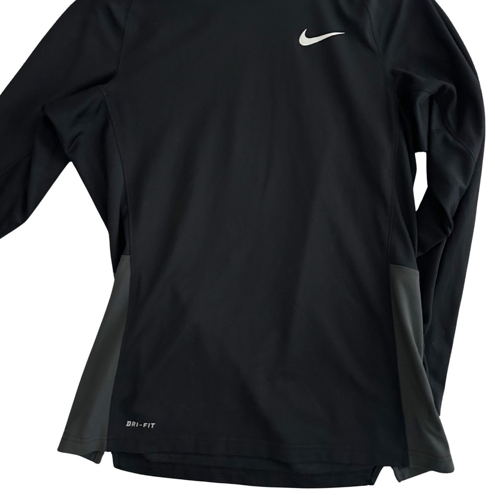 Nike Dri-FIT Men's M Black Gray Panel Long Sleeve Training Shirt 677638-010 - Picture 4 of 11